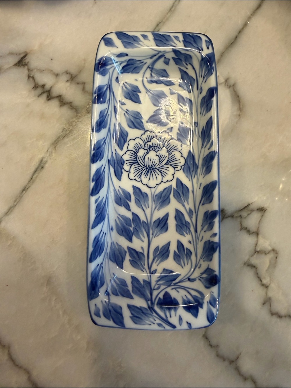 Vintage Andrea by Sadek Blue and White Floral Ceramic Tray